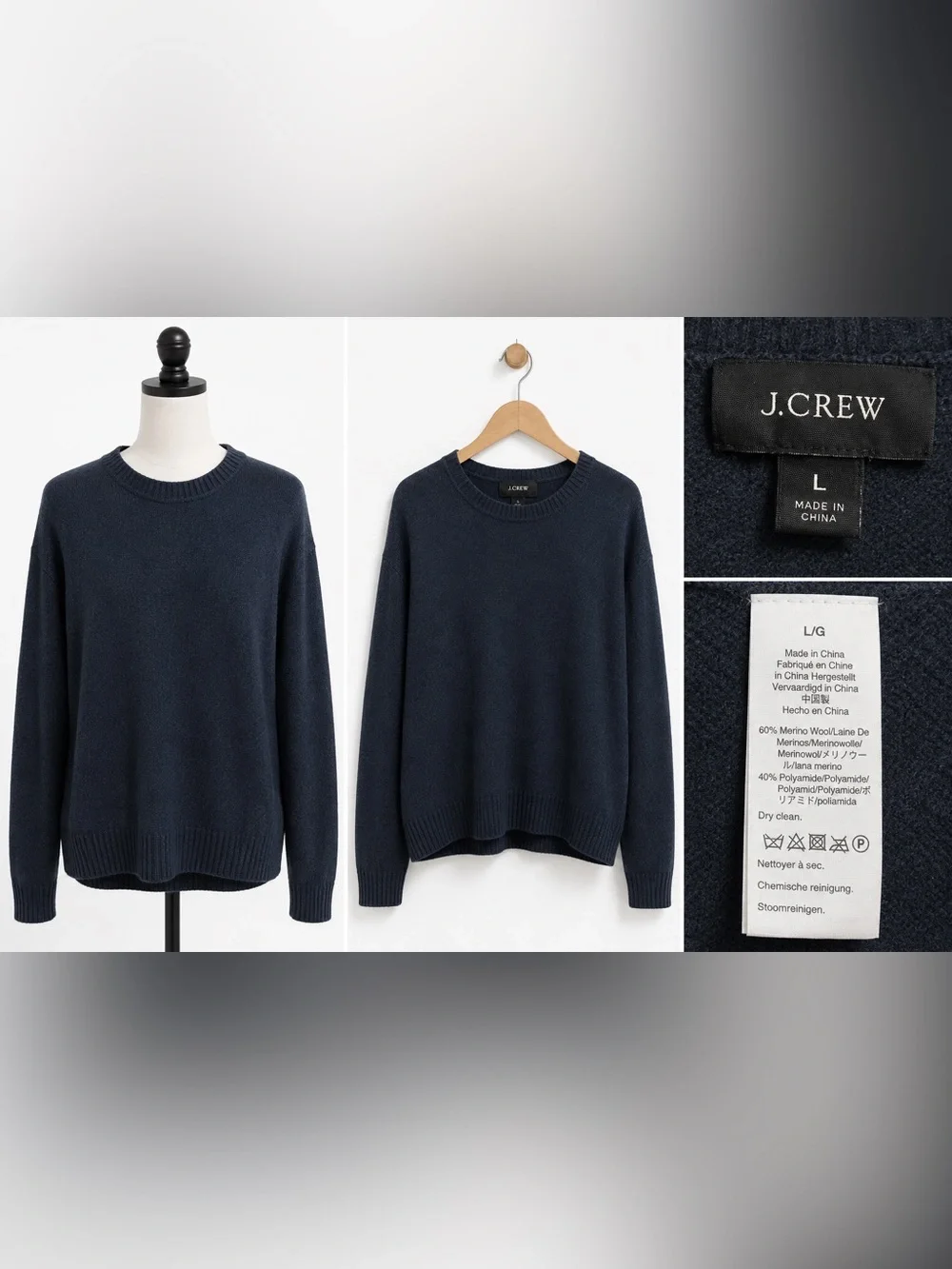 J.Crew Merino Wool Blend Sweater | Navy Blue | Size Large